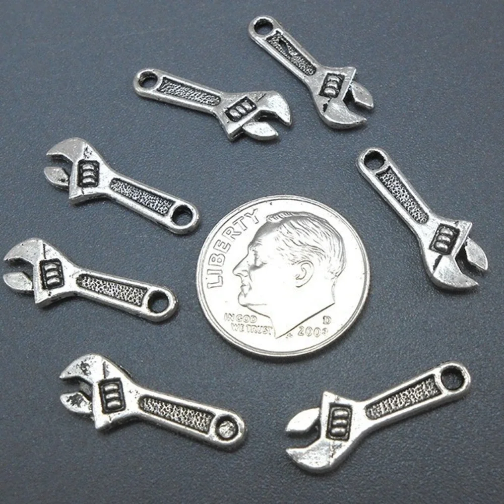 12pc Wrench Charms, tools construction handyman, jewelry‎ making supplies